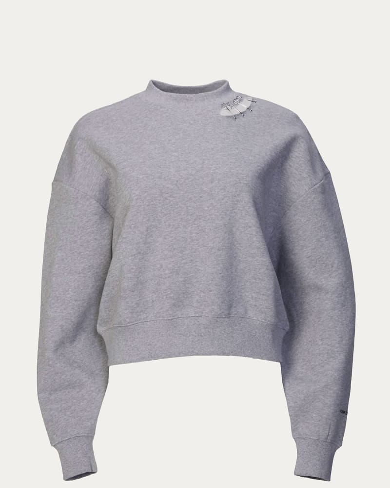 Front of a size 4 (X-Large) Sweatshirt With Metal Details in Grey in Grey by THE KOOPLES. | dia_product_style_image_id:339878